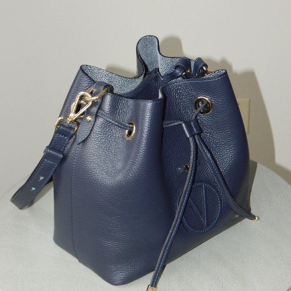 Valentino by Mario Valentino Karl Medallion Leather Bucket Bag VA2865 Authentic - Picture 3 of 16